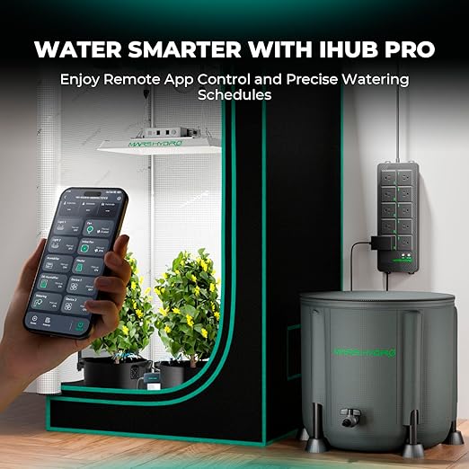 MARS HYDRO Auto Drip Irrigation Kits with 13 Gallon Foldable Bucket 24W Upgraded Water Pump 8 Drip Emitters Garden Watering System for Grow Tent Indoor Lawn Greenhouse Yard