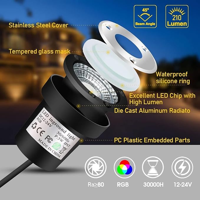 Outdoor Buried Lights - LED Landscape Lamps AC85-265V Round COB Recessed Ground Spotlight Spotlight Led Beam Light for Outdoor Garden Lawn Deck Lighting(Warm Light40W(AC85-265V))