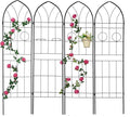 4 Pack Large Garden Trellis 78.7 H x 19.7 W Heavy Duty Rustproof Black Iron Plant Trellis for Potted Plant Support Metal Climbing Rose Trellis Vine Vegetable Cucumber
