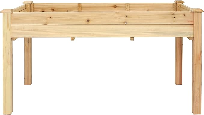 Sunnydaze 48.5-Inch Wood Raised Garden Bed - Outdoor Rectangular Elevated Planter Box with 2 Drainage Holes