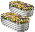 HGD Galvanized Raised Garden Bed Kit Galvanized Planter Garden Boxes Outdoor Oval Large Metal Raised Garden Beds for Vegetables &amp Flower (2 Pack)