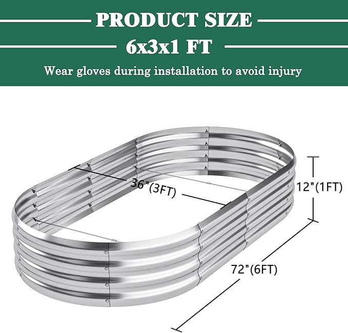 Galvanized Raised Garden Bed Kit 2packPlanter Raised Beds 6x3x1ft for GardeningOutdoor Metal Garden Bed Planter Box for FlowersFruitsVegega Raised Garden Bed