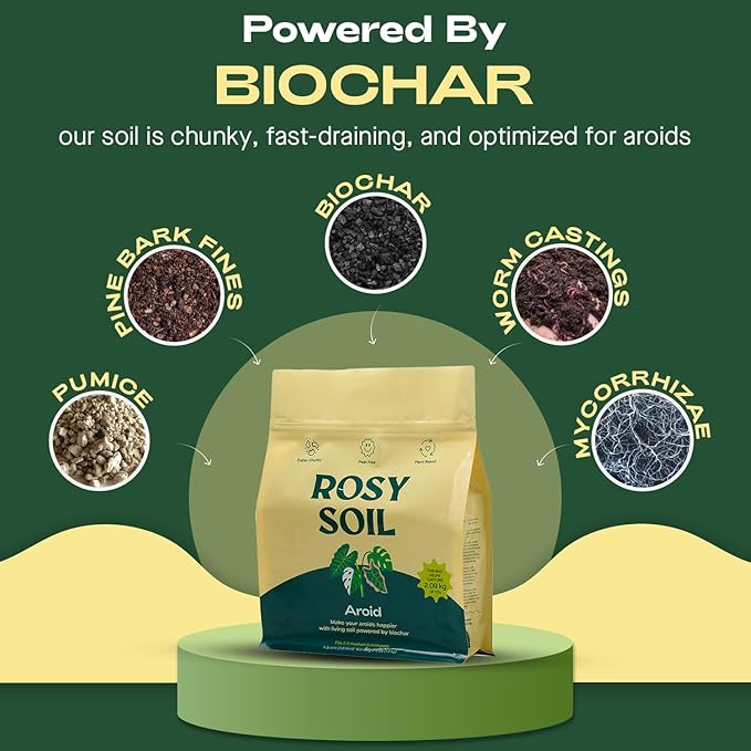 Rosy Soil Aroid (4qts) + Orchid Potting Soil (4qts) Bundle – Peat-Free Biochar-Powered Soil Mix for Aroids &amp Orchids – Superior Aeration Drainage &amp Root Health for Indoor Plants
