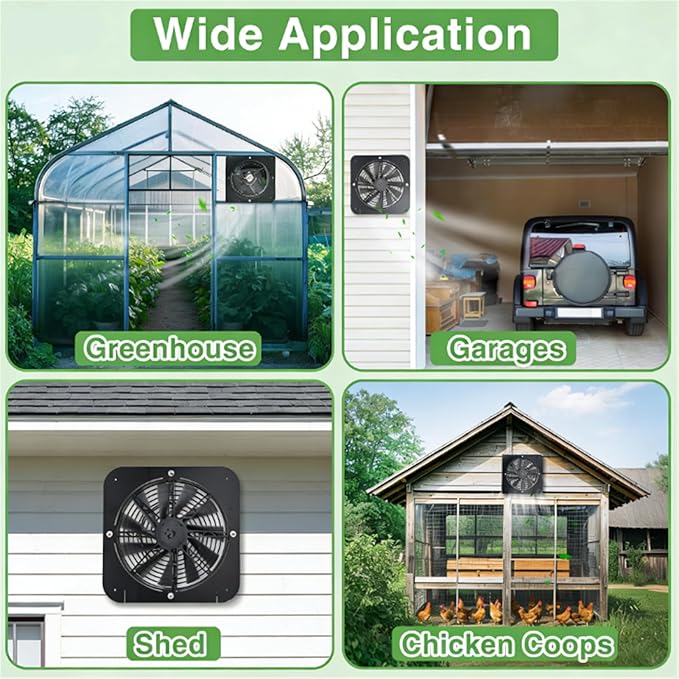 Pomya 100W Solar Fan Kits for Ventilation 13.5 Inch Solar Powered Exhaust Fan with Monocrystalline Silicon Solar Panels for Greenhouse Camping