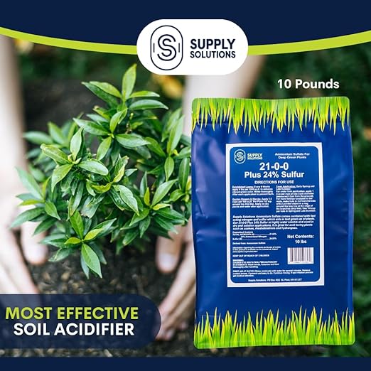 Supply Solutions 21-0-0-24S Ammonium Sulfate for Deep Green Plants - Soil Acidifier for Blueberry Blooms Azalea and Magnolia Tree Fertilizer - Sulfur for Plants Nitrogen Fertilizer (10 Pounds)