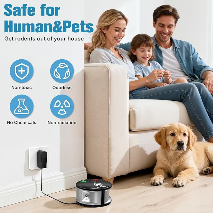 Ultrasonic Mouse Repellent Indoor Electronic Rodent Repeller Plug-in 360° Ultrasonic Electric Impulse Pest Control Device for Mice Rat Squirrel Roach Spider Ant Bug BatFamily &amp Pet Safe