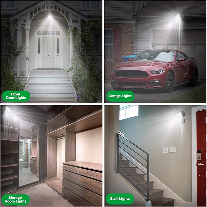 Motion Sensor Outdoor Lights Battery Operated Outdoor Light 600LM Motion Detector Lights for Outside 6000K LED Security Light Battery Powered Spotlight for House Wall Black(2 Pack)