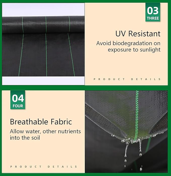 Weed Control Membrane UV Stabilised Weed Control Fabric Trimmable Black Weed Barrier Ground Sheet Cover Perfect for Gardens Patios Flower Beds Landscaping(1.5 * 100m)