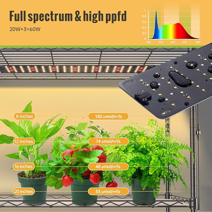 Indoor Greenhouse with Grow Light and Shelves - 4 Tier Plant Stand with Grow Light Zippered PVC Cover and 3 Dimmable 1.8FT 60W Grow Lights with Timer 30 L X 14 W X 59 H Black