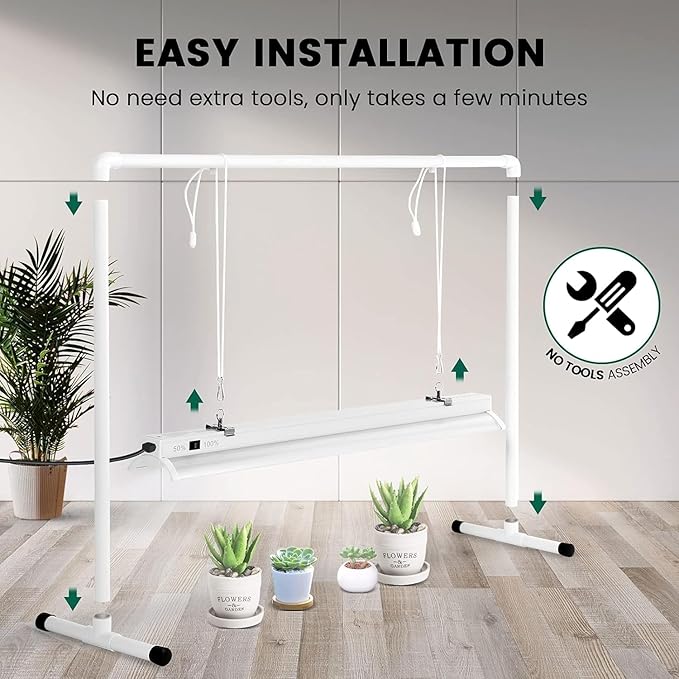 iPower LED Grow Light Stand Natural White Full Spectrum for Indoor Plant Starting Seeds and Propagating Cuttings Height Adjustable 2 Feet