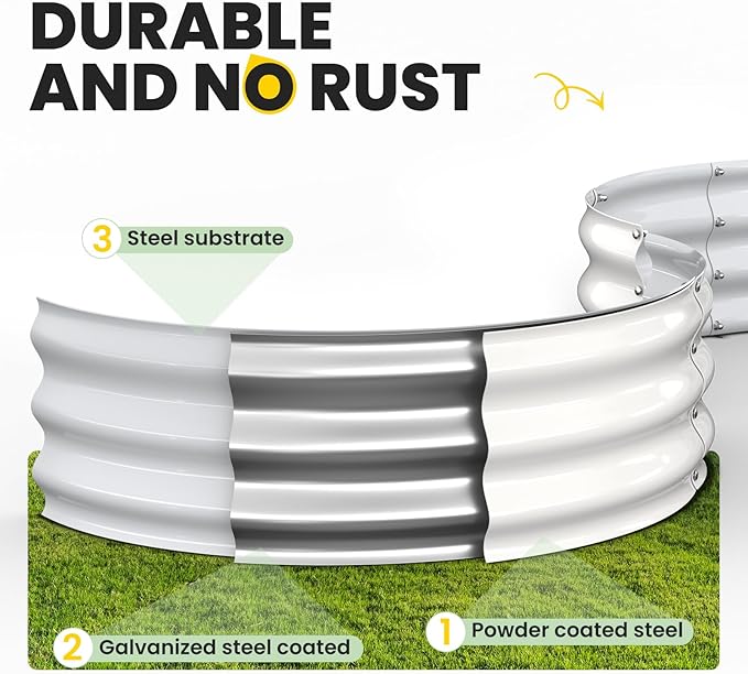 Galvanized Raised Garden Bed 4×4×1 FT Round Metal Raised Garden Bed Outdoor Planter Box with Open Bottom Rust-Resistant Steel Garden Bed for Vegetables Herbs Flowers Easy Assembly