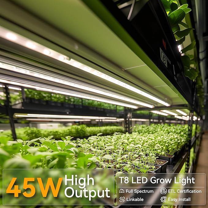 4FT Grow Lights for Indoor PlantsT8 5000K Full Spectrum Plant Light540W(12 x 45W)LED Grow Light Strips with Timer Aluminum ReflectorLinkablePlant Growing Lamp Fixture for Greenhouse Indoor 12pcs