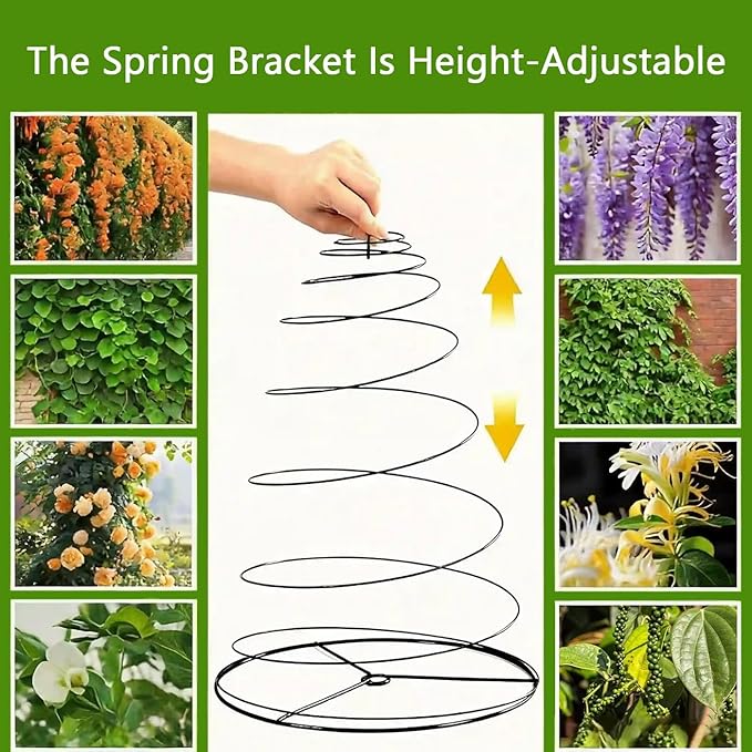 2 Sets Spiral Plant Support Stakes Indoor Outdoor Adjustable Metal Garden Trellis for Climbing Plants Support for Potted Vegetables Flowers Peas