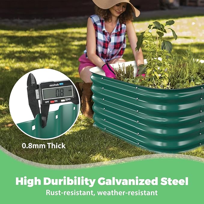 Galvanized Raised Garden Bed 2.3x2.3x1.5ft Garden Planter Bed Outdoor Heavy Duty Rustproof Steel Raised Bed Kit for Gardening Vegetables Fruits Flowers Grow Green