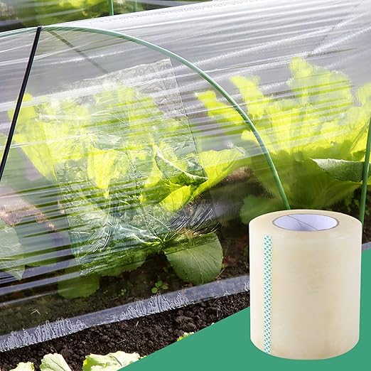 Greenhouse Repair Tape 6.3 mil Thickness Greenhouse Plastic Tape Clear UV Resistant Greenhouse Sheeting Coverings Film Tape(6inX263ft)