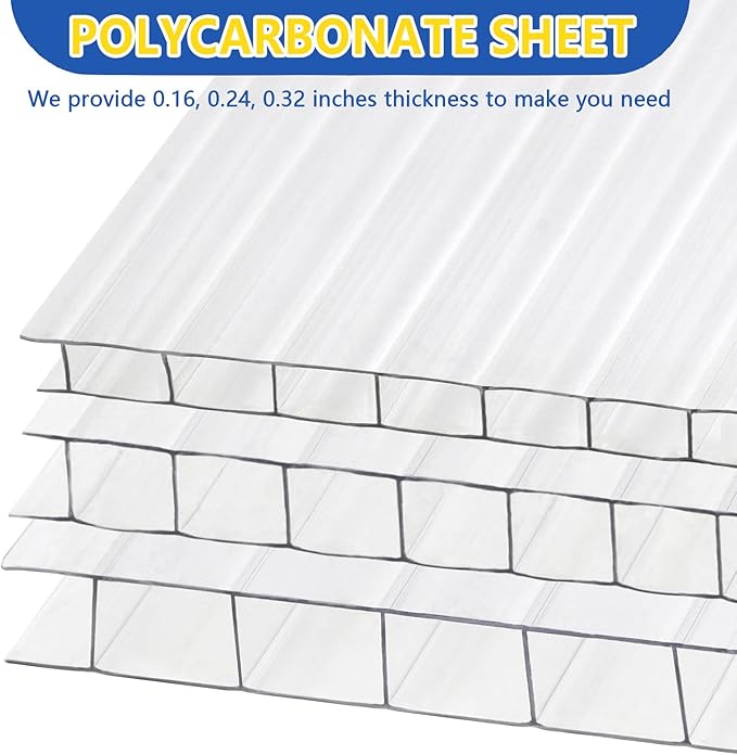 Polycarbonate Greenhouse Panels Twin-Wall Polycarbonates Sheet Clear Polycarbonate Panels for GreenhouseOutdoor Garden Plant Stand Roof (47.2''H x 23.6''W x 0.16''T 24)