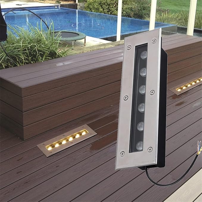 Outdoor Recessed LED Spotlight - 24V Buried Yard Lamp Rectangular Linear Underground Light IP67 Waterproof Corridor Aisle Stair Step Light Ground Recessed Spotlight(White85-245V(18W))