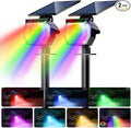 btfarm Solar Lights Outdoor Waterproof IP65-2 Pack LED Color Changing Spot Light 7 Lighting Color RGB Powered Spotlights Uplight for Yard Tree Landscape Garden Christmas Halloween