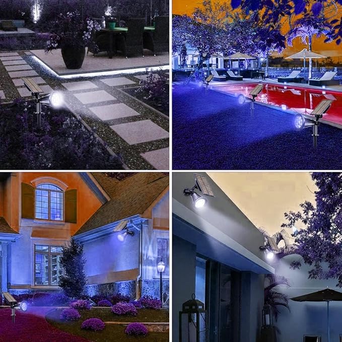Solar Landscape Lights 7 LED Solar Spotlights 2 in 1 Security Light Solar Lights Outdoor Waterproof for TreePatioYard (Blue)