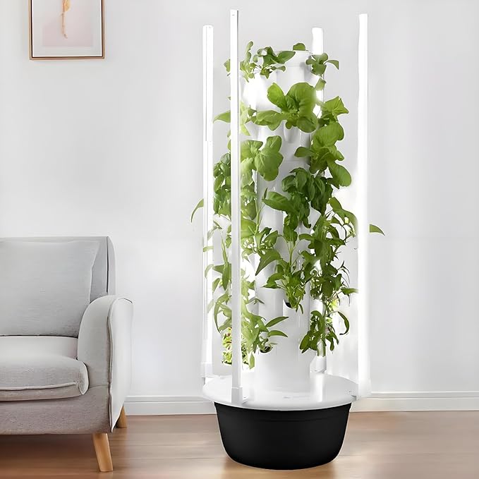 Hydroponics Growing System Kit Vertical Garden Planter with Grow Lamp Adjustable Hydroponic Garden Hydroponics Growing Tower Herbs &amp Vegetables Smart Home Indoor Gardening System7 Layer