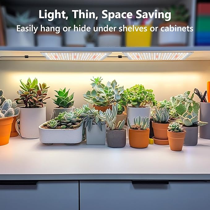 Garpsen Grow Lights for Indoor Plants 882 LEDs Full Spectrum Plant Light with 5 Dimmable Levels &amp 3 Color Modes Grow Lamp with Auto Timer 6/12/16H for Under Cabinet Plant &amp Plant Stand(6Pane