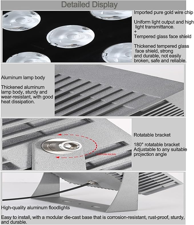 Rotation Spotlights - IP65 Outdoor Waterproof Exterior Wall Light AC 220V Long-Distance LED Floodlights 5°A Beam of Light Spotlight Villa Roman Column Projector(White Light72w)