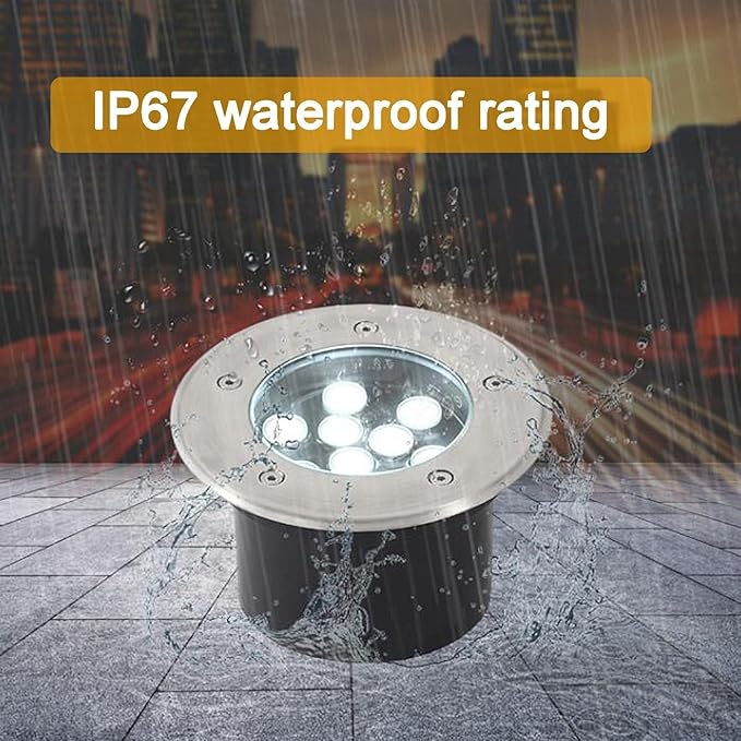 LED Landscape Lights - Outdoor Buried Lights Round Ground Lights IP67 Waterproof Recessed LED Spotlight for Deck Driveway Patio Pathway Lawn Landscape LightiBlue-3W