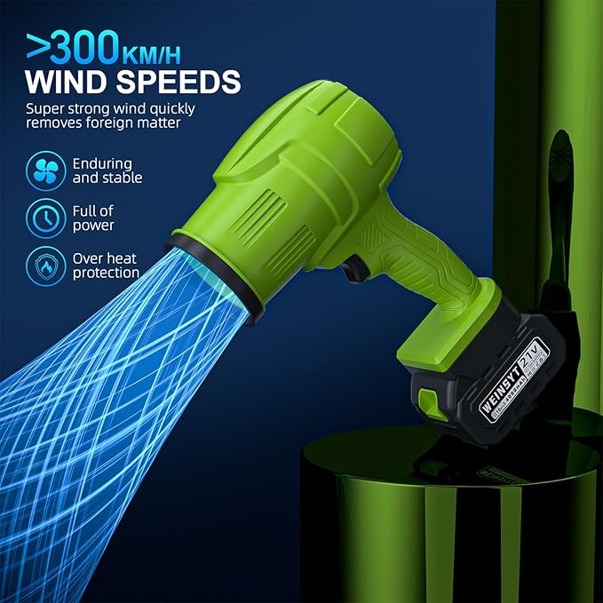 21V Cordless Leaf Blower - 60000 RPM Electric Handheld Blower with 2×4.0Ah Batteries &amp Fast Charger - Lightweight Portable for Yard Cleanup Patio Lawn Deck Car Drying Garage Cleaning