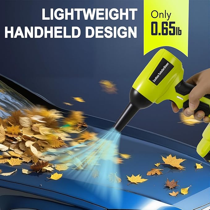 2026 Brushless Leaf Blower Cordless for Ryobi 18V Battery Lightweight Electric Handheld Mini Blowers with 5 Attachments Stepless Speed for Short Quick Precision Cleanup Tasks (No Battery)