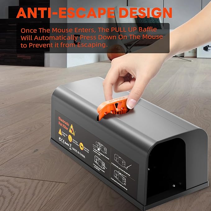 Electric Mouse Trap 2 Pack Indoor Reusable Electric Mouse Trap Zapper with Anti-Escape Design &amp Dual Power Electronic Rat Trap with No-Touch Cleaning for Kitchen Garage