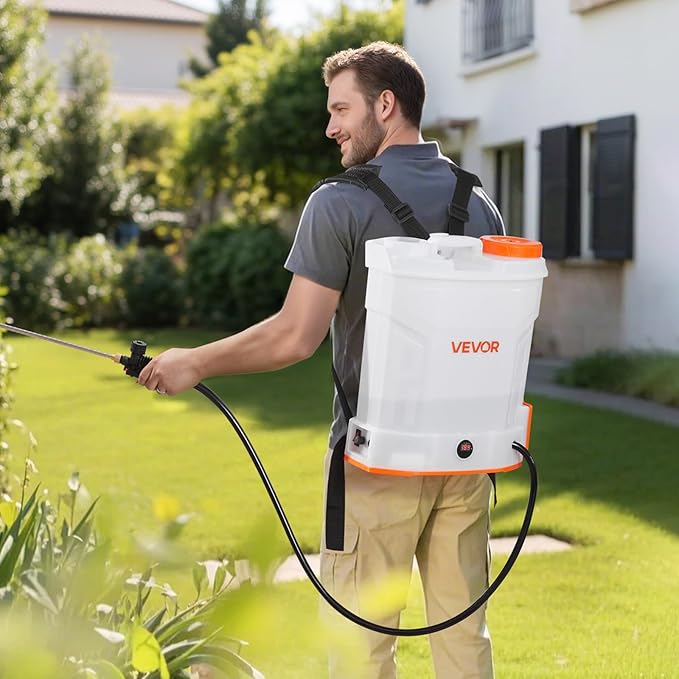 VEVOR Battery Powered Backpack Sprayer 3.2 Gal Powerful Electric Backpack Sprayer 2 Retractable Wands &amp 5 Nozzles Adjustable 0-90 PSI 2 Hour Runtime Portable Weed Sprayers for Yard Garden Law