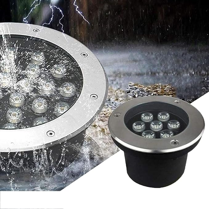 LED Landscape Lamp - Buried Lights Floor Light Spotlight IP67 Waterproof Outdoor Recessed Spot Light 12V Stainless Steel Ground Floodlights For Pathway Patio Garden Lawn Light(Green Light12W)