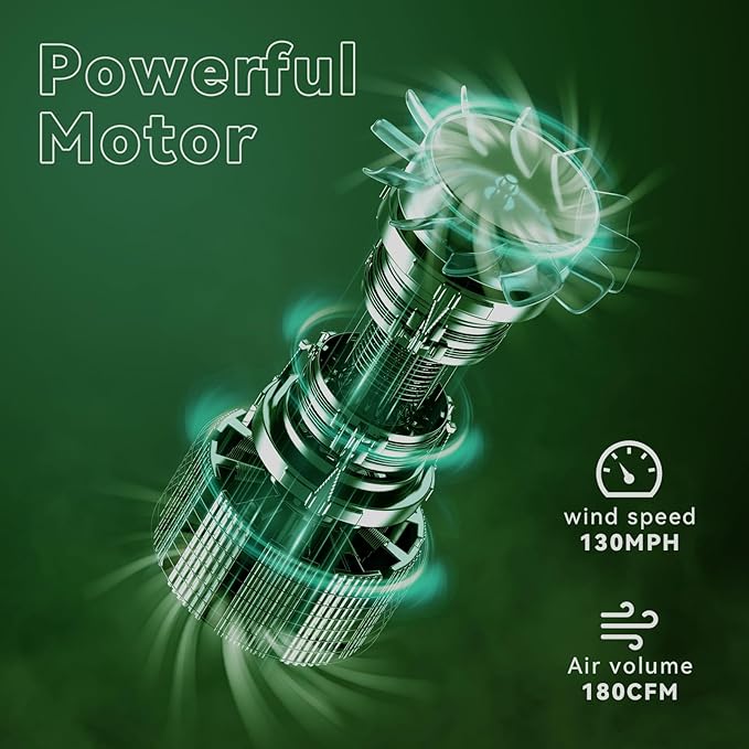 Leaf Blower Cordless with 4.0Ah Battery and Charger 135MPH 170CFM High Speed Snow Blower with 2 Tube 20V Electric Leaf Cleaner Lightweight Handheld Small Blower for Car Garden House Depot Green