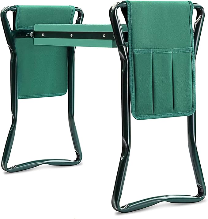 Garden Kneeler and Seat with Free Tool Pouches Heavy Duty Gardening Bench for Kneeling and Sitting Folding Garden Stools with Tool Pouch and Kneeling Pad