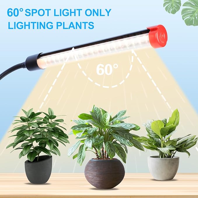 6Head Grow Light on Stand for Large and Tall Indoor Plants Bonsai Tree Bright and Big Coverage Plant Growing Lamps 4/8/12/16/20H Timer 54 Watt Power Draw NO Need Adapter 360° Gooseneck