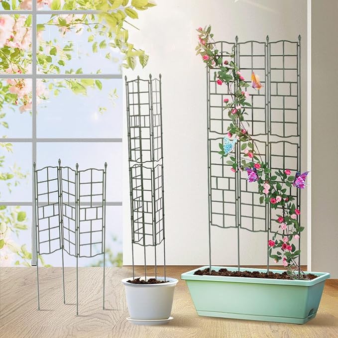 Garden Trellis For Indoor And Outdoor H: 90 120 150cm Foldable Potted Plant Support Stand With PP Mesh Plant Lattice Fence For Climbing Plants Roses Vegetables Flowers Clematis(Size:50x90cm(19.7
