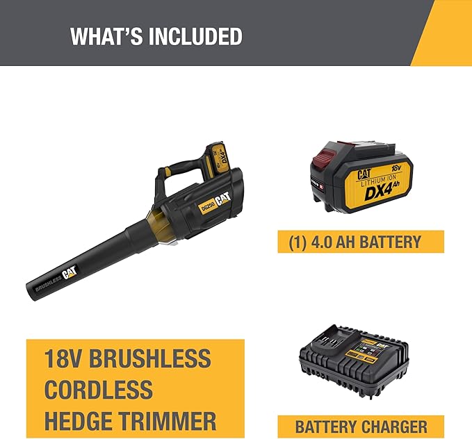 Cat DG250 18V Brushless 450 CFM 100 MPH Leaf Blower Cordless with Battery and Charger 2-Speed Blowers for Lawn Care Lightweight Cordless Leaf Blower – Battery &amp Charger Included
