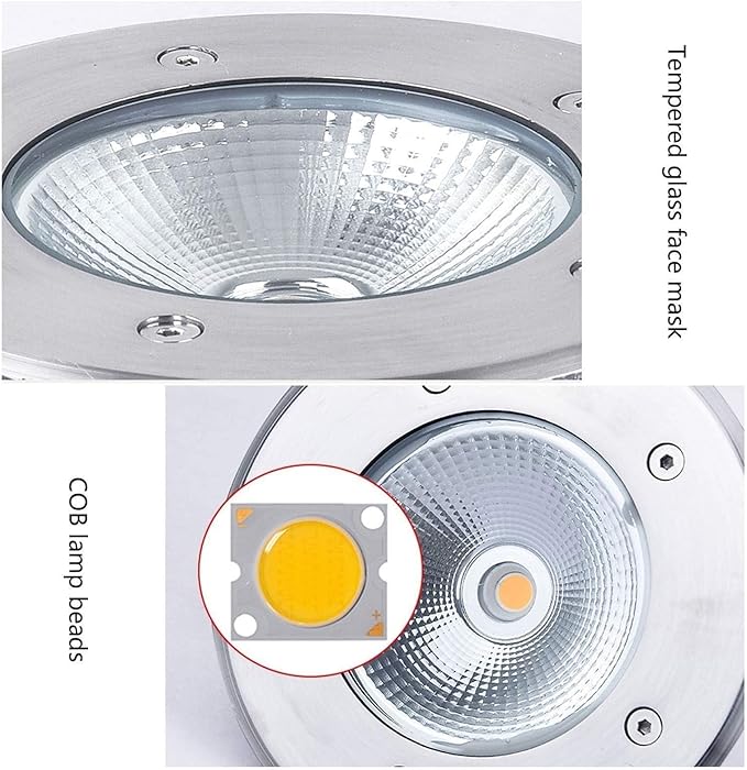 Buried Garden Light - Outdoor Recessed Spotlight IP67 Waterproof Floor Light Spotlight AC 85-265V Outdoor Lawn And Courtyard Buried Lights For Hotels Villas Driveways Landscape Lights(Warm White