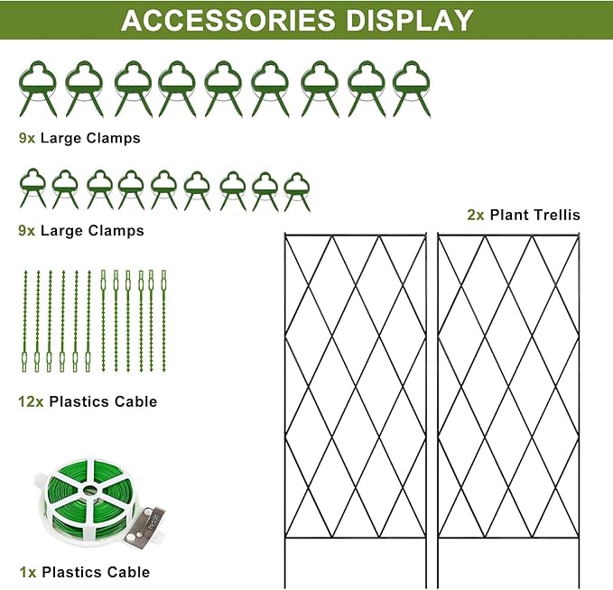 DoCred Cucumber Trellis 2 Pack Metal Foldable A Frame Garden Trellis for Raised Bed Climbing Plants Vegetables Includes Plant Support Clips Twist Ties Plastic Ties A Frame Trellis Black
