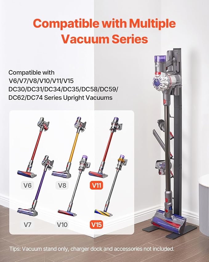 VEVOR Vacuum Stand Compatible with V6 V7 V8 V10 V11 V15 Stable Vacuum Stand Holder with 6 Hooks for DC30 DC31 DC34 DC35 DC58 DC59 DC62 D74 Cordless Upright Vacuum Cleaners &amp Accessories