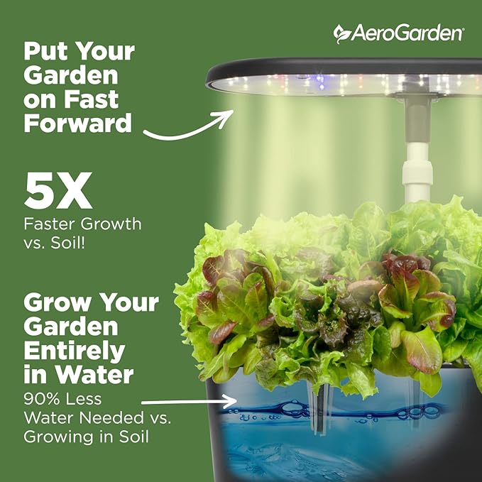 AeroGarden Bounty Basic - Indoor Garden with LED Grow Light Black