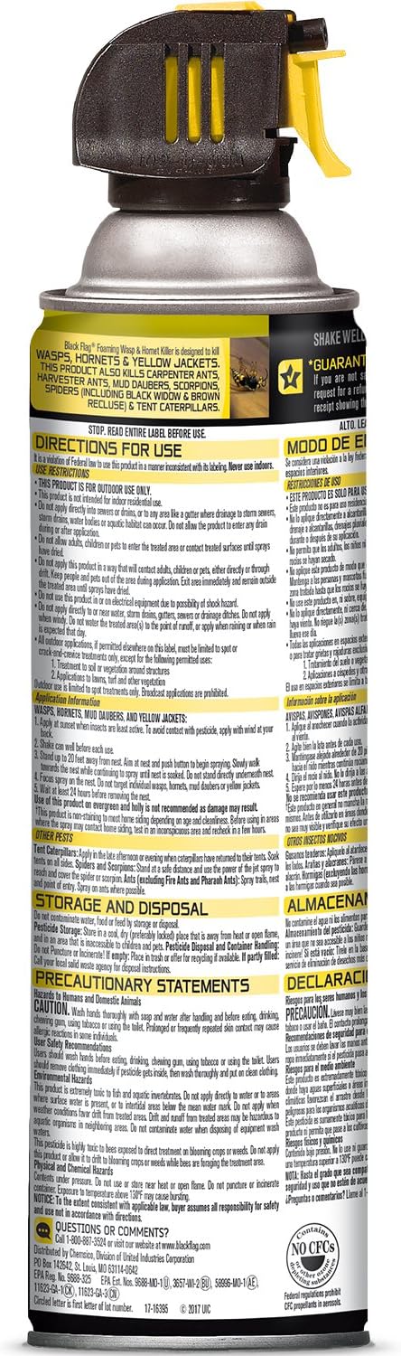 Black Flag Foaming Wasp and Hornet Killer 14 Ounces Aerosol Insecticide Spray 12 Pack