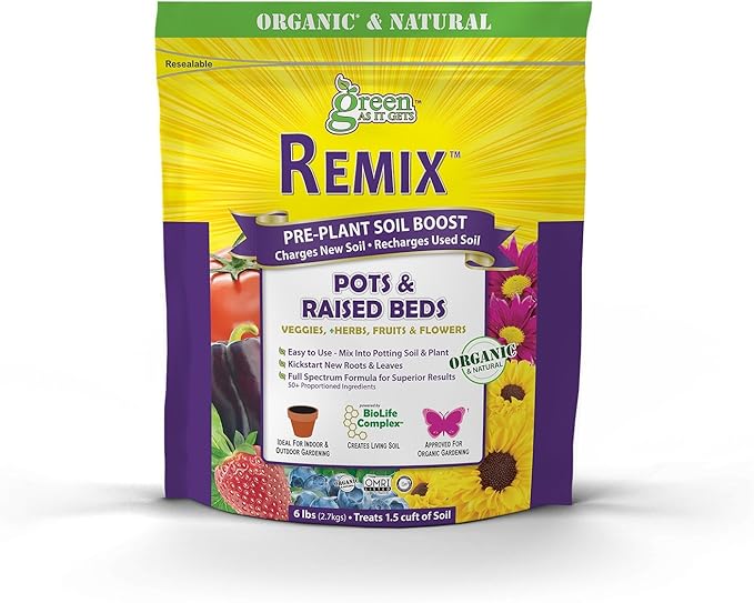 Remix Pre-Plant Soil Boost For Pots &amp Raised Beds 6 Pound - Treats 1.5 cuft of Soil