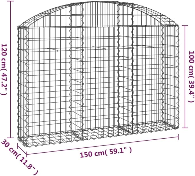 Gabion Basket Silver Galvanized Iron Large Spiral Outdoor Planter Durable Metal Garden Bed for Stones &amp Plants 59.1 x 47.2 Inch