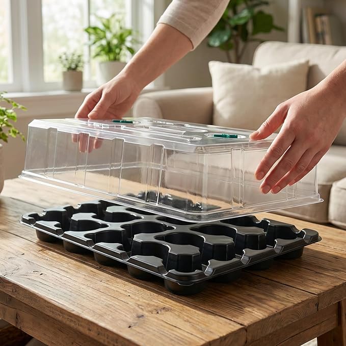 homenote 3 Inch Seed Starting Trays with Humidity Domes for Plants 4 Pack 20-Cell Seedling Starter Trays Plant Starter Germination Trays for Pots Seedlings for Indoor Outdoor Fits 3 Nursery Pots