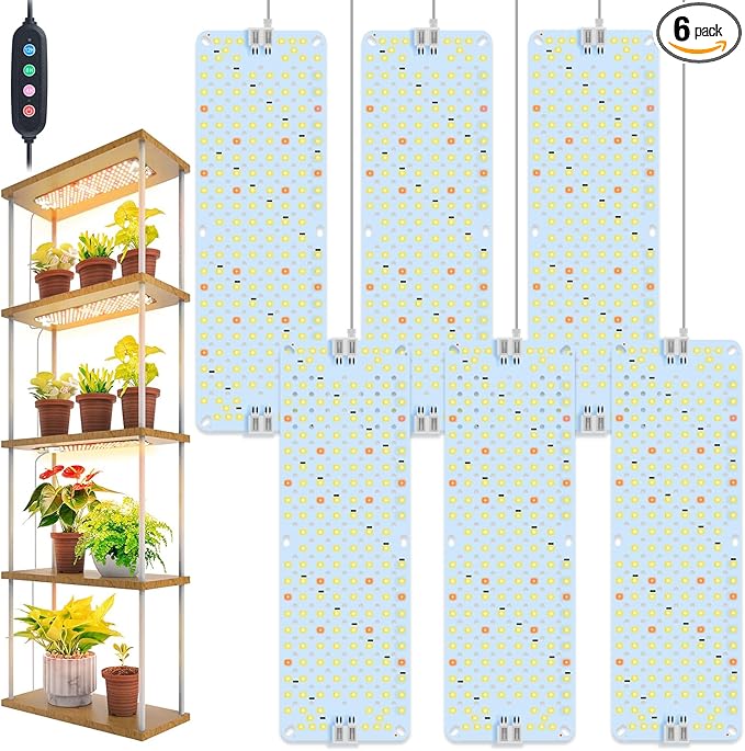 6-Pack Panel Grow Lights for Indoor Plants FECiDA 2026 LED Plant Grow Light for Under Cabinet Plants Full Spectrum Growing Lamp with 48121620 Hr Timer Free Linking
