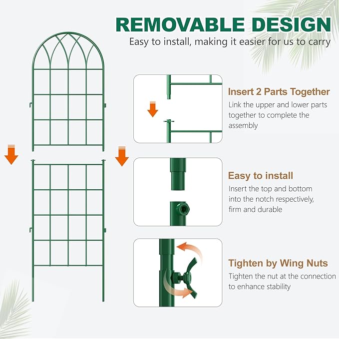 4 Pack Metal Garden Trellis for Climbing Plants Green Metal Garden Trellis for Vines Plant Rose Vegetable SupportLarge Decorative Outdoor Trellis
