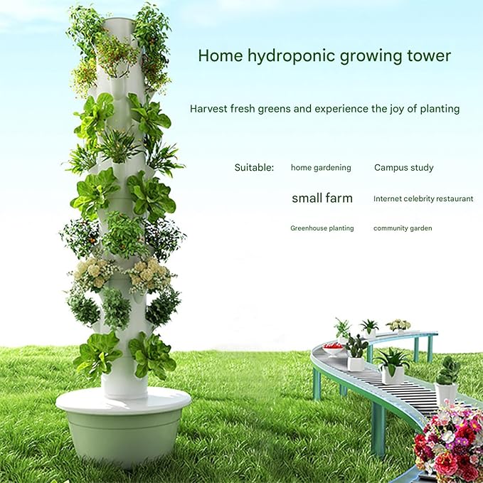 5/7/9-Layer Vertical Hydroponic Tower Indoor/Outdoor Hydroponics Growing System Kit for Fruits Vegetables Herbs with Water Pump