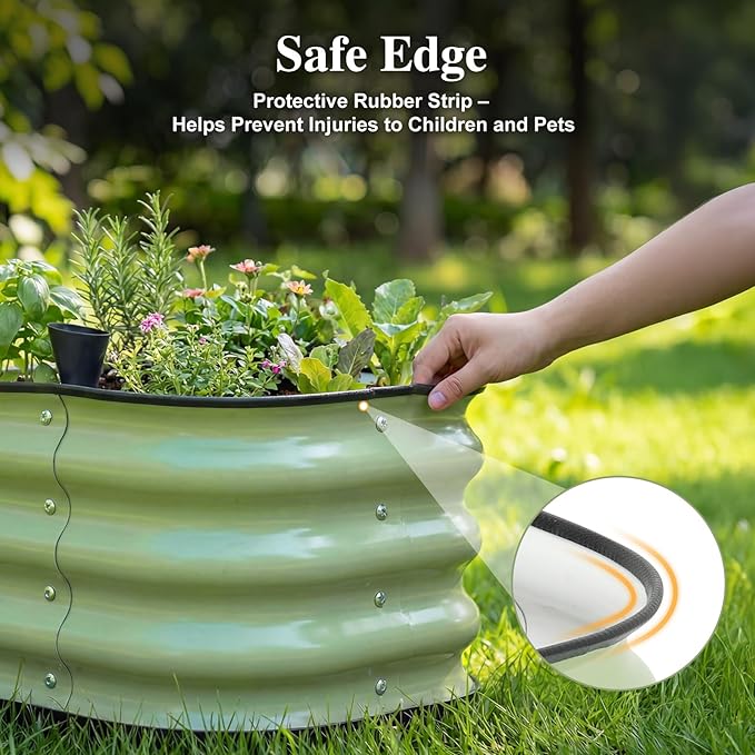 BPS Self-Watering Raised Garden Bed 63'' with Drainage Plugs Indoor/Outdoor Metal Raised Beds for Gardening Durable Galvanized Planter Box for Vegetables Flowers Herbs and Fruit