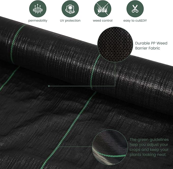 Weed Barrier Fabric 3.2OZ 3x300FT Weed Barrier Landscape Fabric Garden Fabric Weed Barrier for Flower BedDrivewayGarden and GreenhouseBlack3x300FT3.2OZ